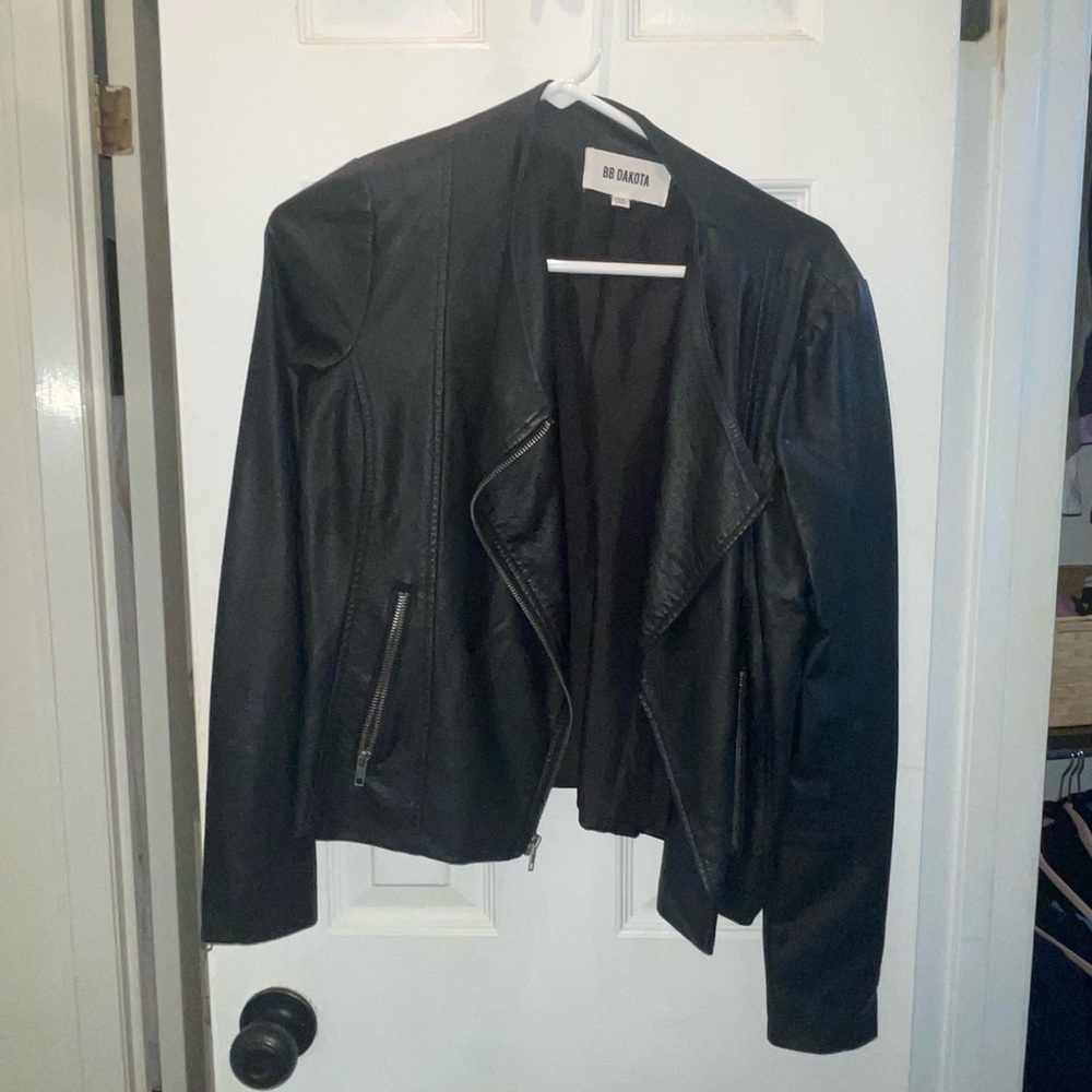 Faux black leather jacket